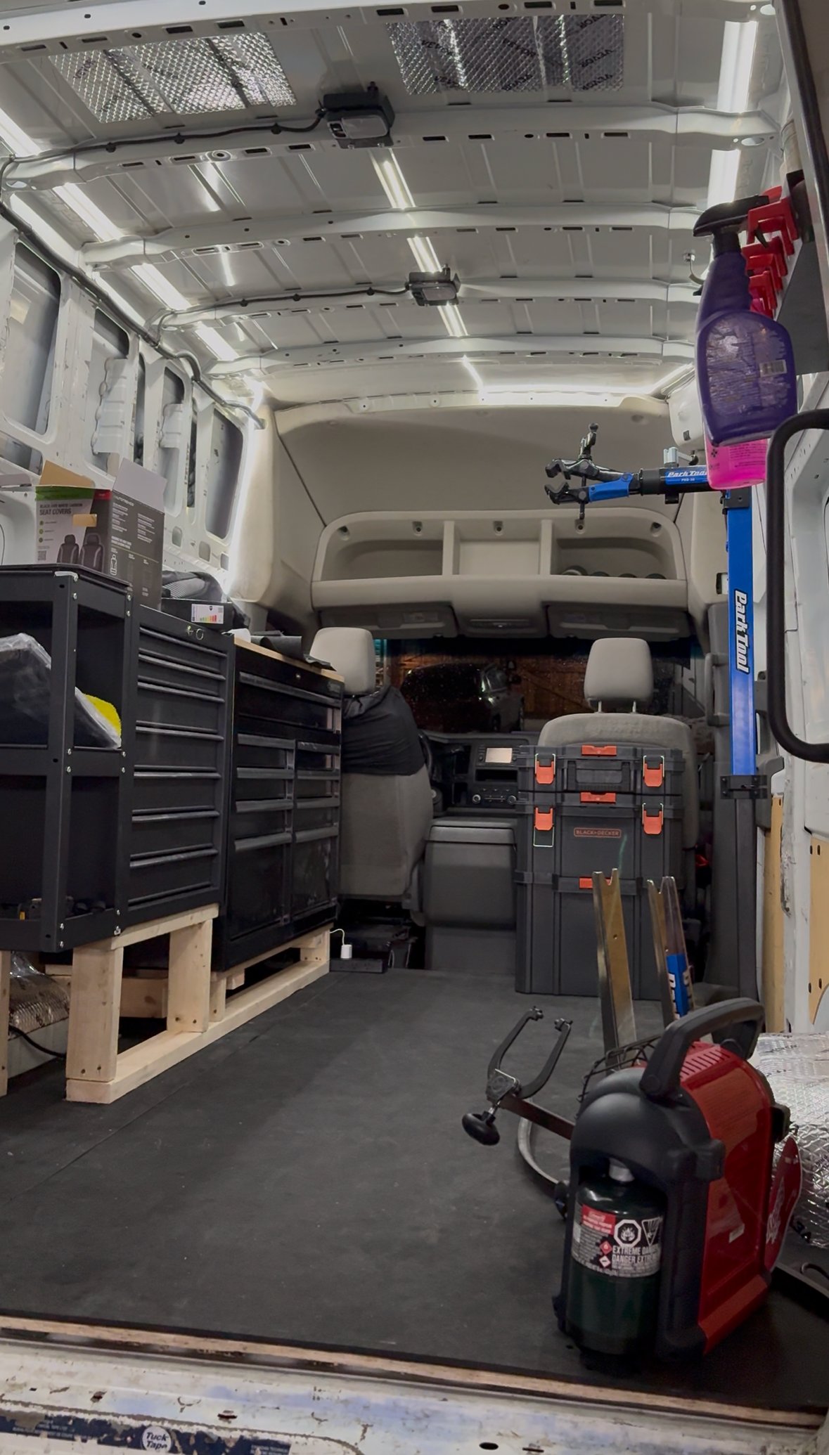 Bike Doc mobile repair van fully equipped with professional tools and bike stands